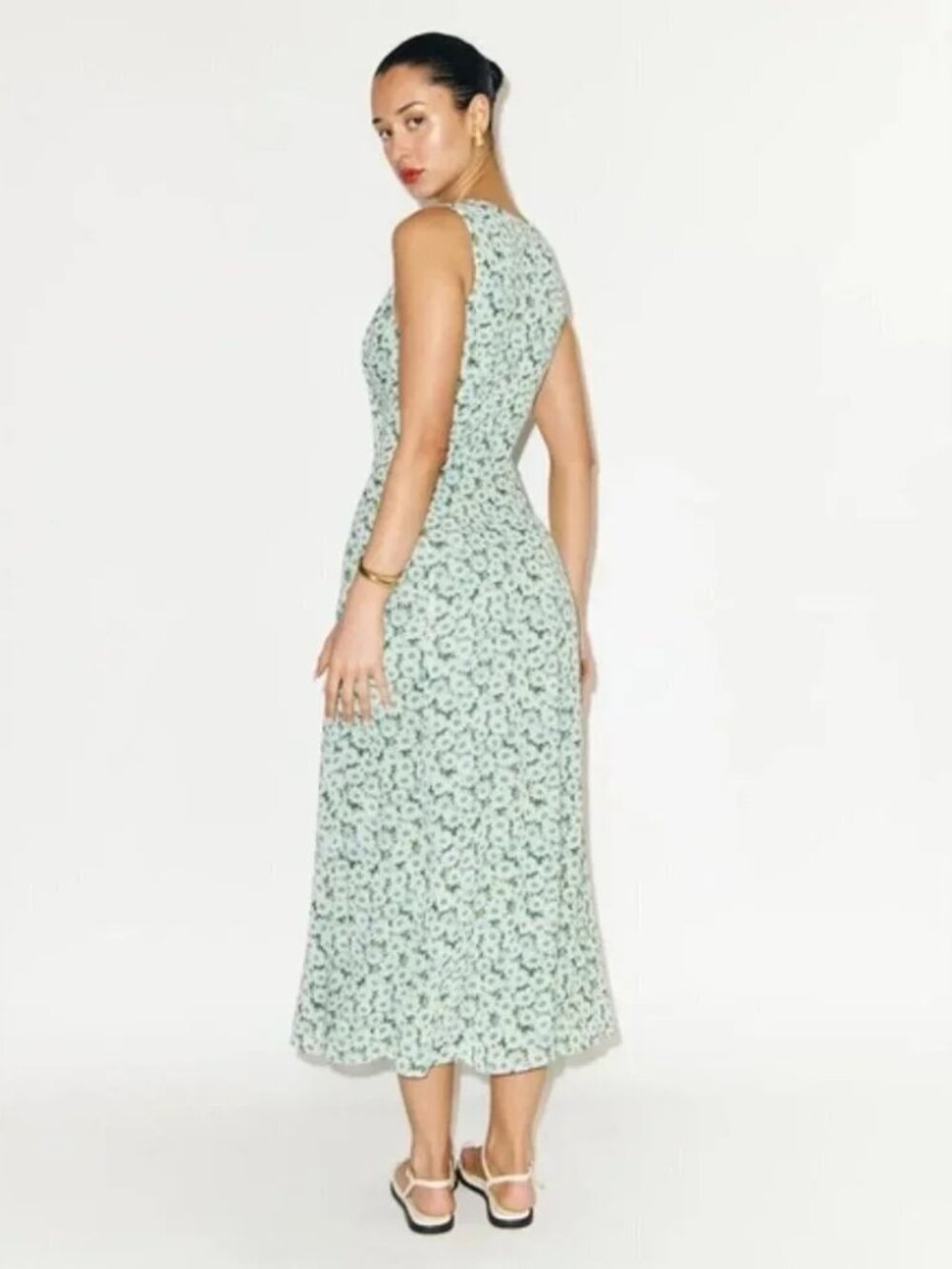 Reformation Ceara Midi Dress – Daisy Meadow Green Floral | Size 0 - Picture 6 of 13